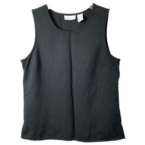 Croft & Barrow Women's Black Tank/Shell Top w/Floral Embellishment Size Medium